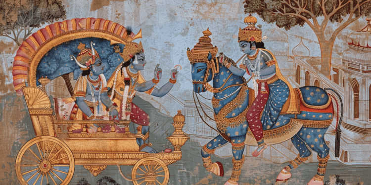 Krishna parle à Arjuna-Bhagavad Gita